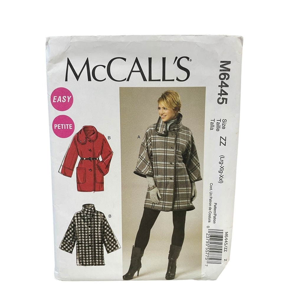 McCALL'S M6445 Petite Women's Unlined Jacket Sewing Pattern Sz L-XL